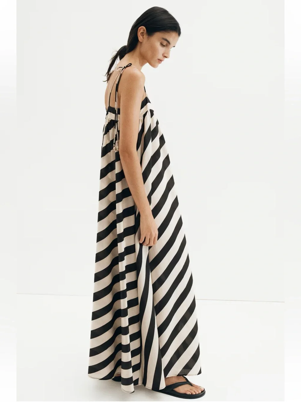 New H&M A-Line Tie-Strap Maxi Dress